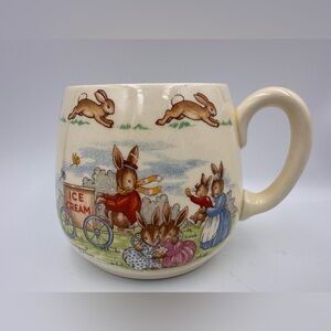 Vtg Royal Doulton BUNNYKINS Children’s Bone China Tea Cup Mug 1-handled England